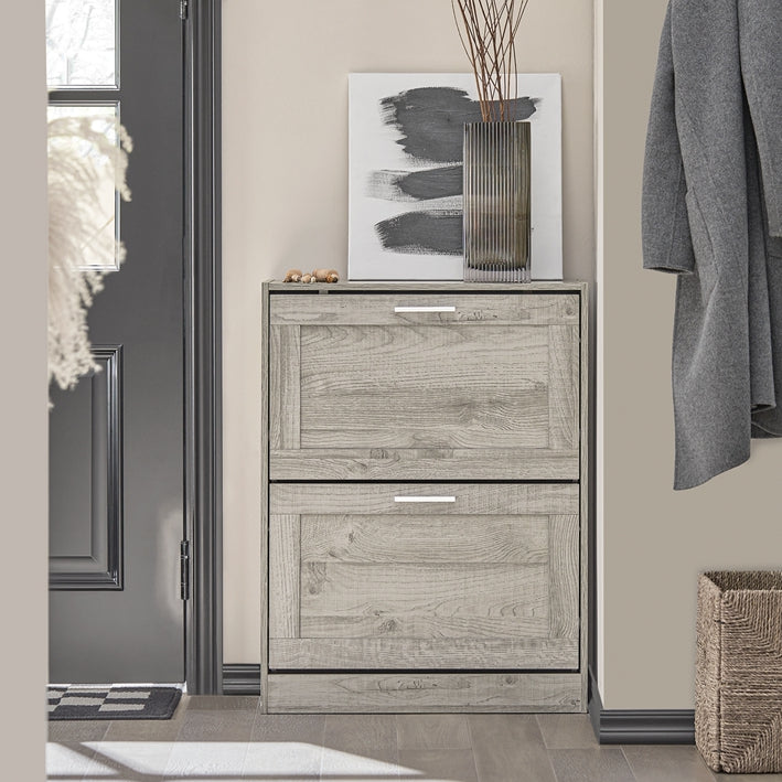 SoBuy | Meuble à Chaussures | Meuble de Rangement à Chaussures avec 2 Abattants | Commode à Chaussures | FSR137-HG