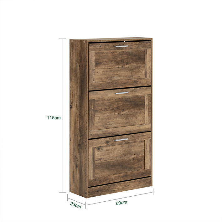 SoBuy | Meuble à Chaussures | Armoire à Chaussures à 3 Abattants | Commode à Chaussures | Vintage | FSR137-L-F