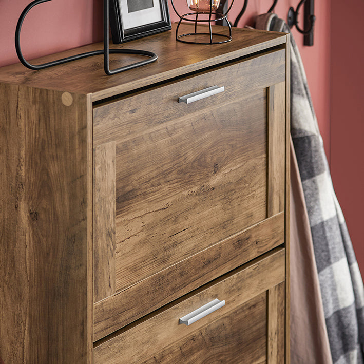 SoBuy | Meuble à chaussures | Meuble à chaussures 3 portes | Coffre à chaussures | Vintage | FSR137-LF