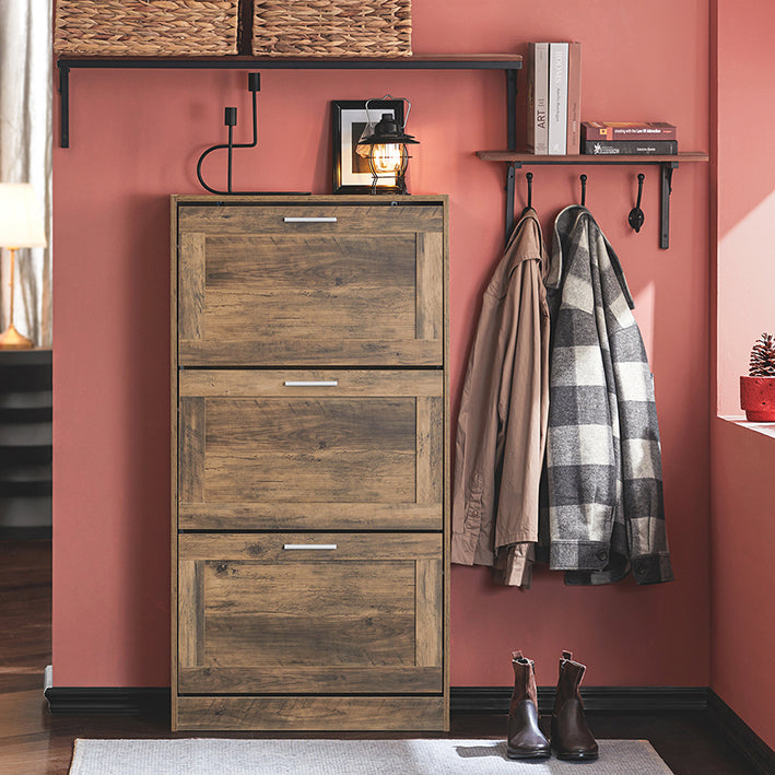 SoBuy | Meuble à Chaussures | Armoire à Chaussures à 3 Abattants | Commode à Chaussures | Vintage | FSR137-L-F