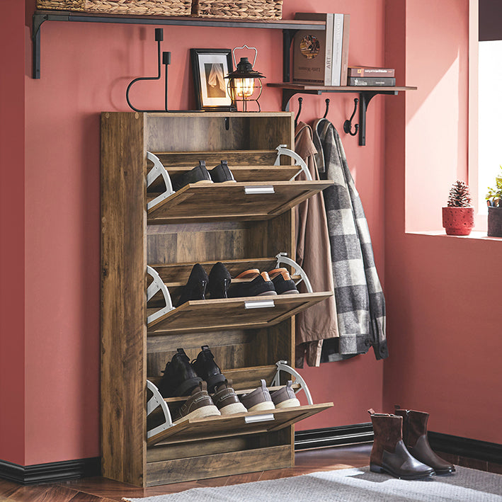 SoBuy | Meuble à chaussures | Meuble à chaussures 3 portes | Coffre à chaussures | Vintage | FSR137-LF