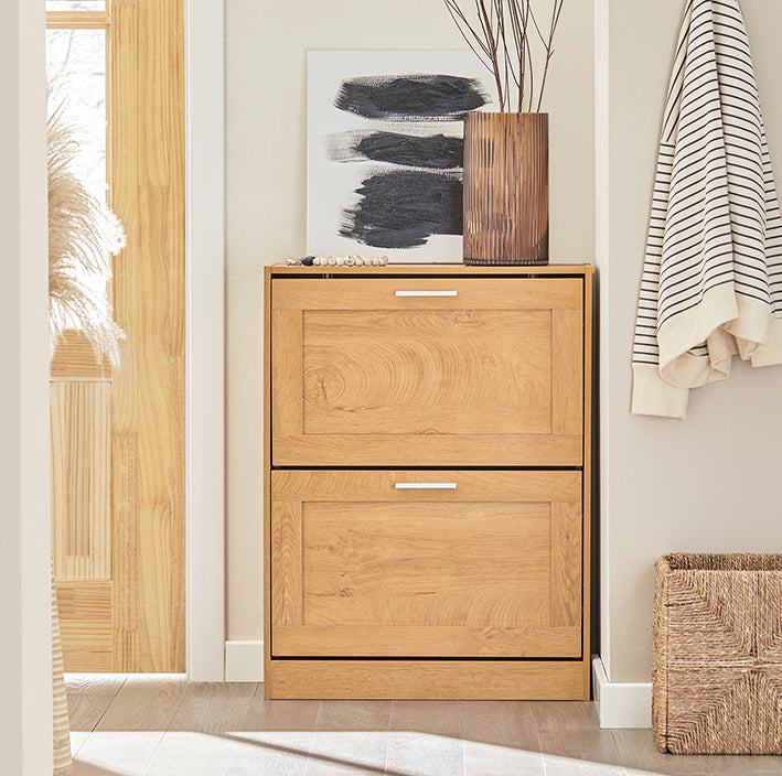 SoBuy | Meuble à chaussures | Armoire à chaussures avec 2 abattants | Commode à chaussures | FSR137-N
