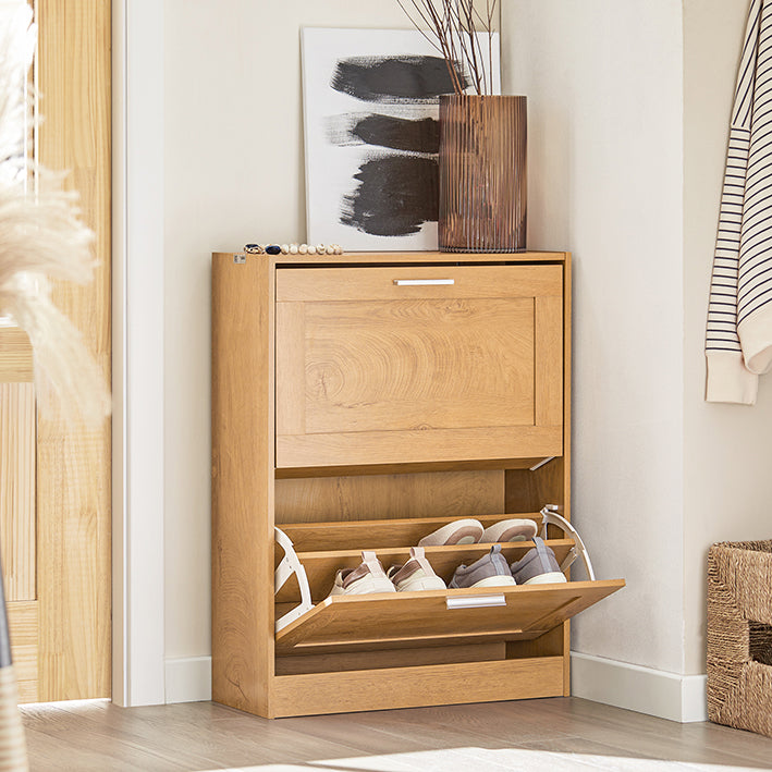 SoBuy | Meuble à chaussures | Armoire à chaussures avec 2 abattants | Commode à chaussures | FSR137-N