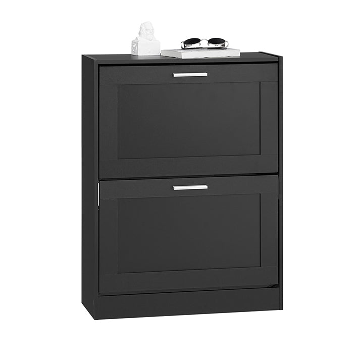 SoBuy | Meuble à chaussures | Rangement à chaussures à 2 portes | Coffre à chaussures | Noir | FSR137-SCH