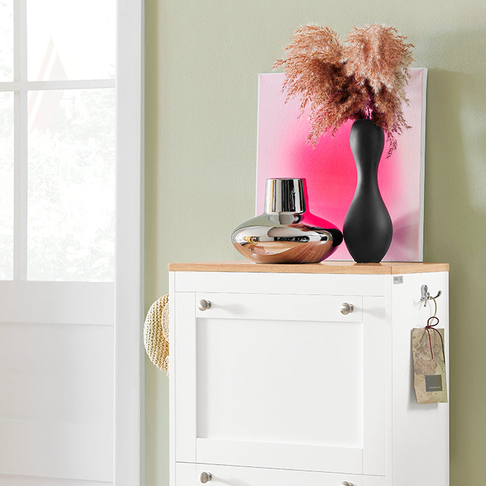 Prévente | SoBuy | Meuble à chaussures | Meuble à chaussures 3 portes | Coffre à chaussures blanc | FSR144-WN