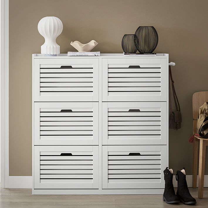 SoBuy | Meuble à chaussures | Meuble à chaussures 6 portes | Coffre à chaussures | Blanc | FSR145-W