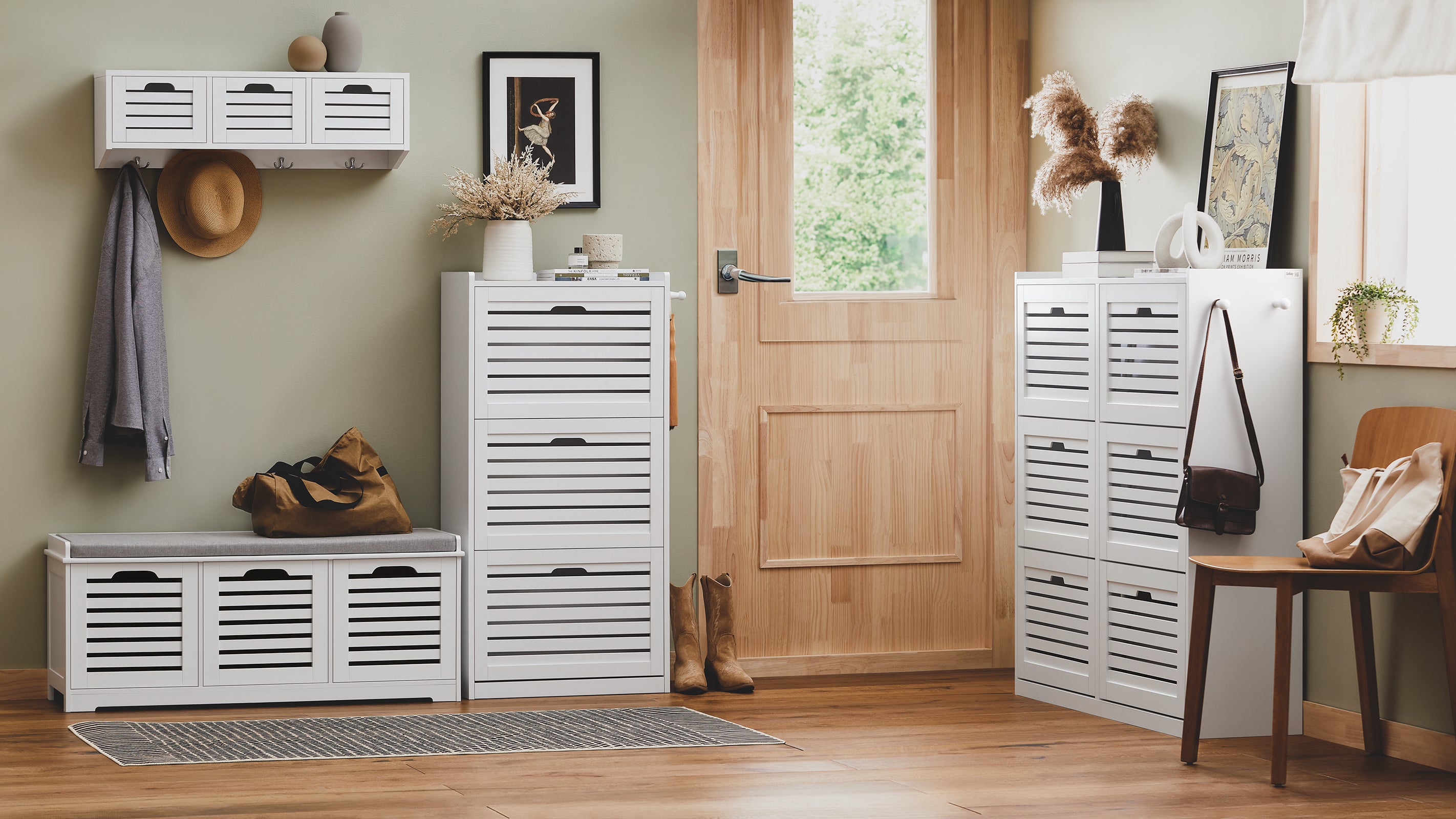 SoBuy | Meuble à chaussures | Meuble à chaussures 6 portes | Coffre à chaussures | Blanc | FSR145-W