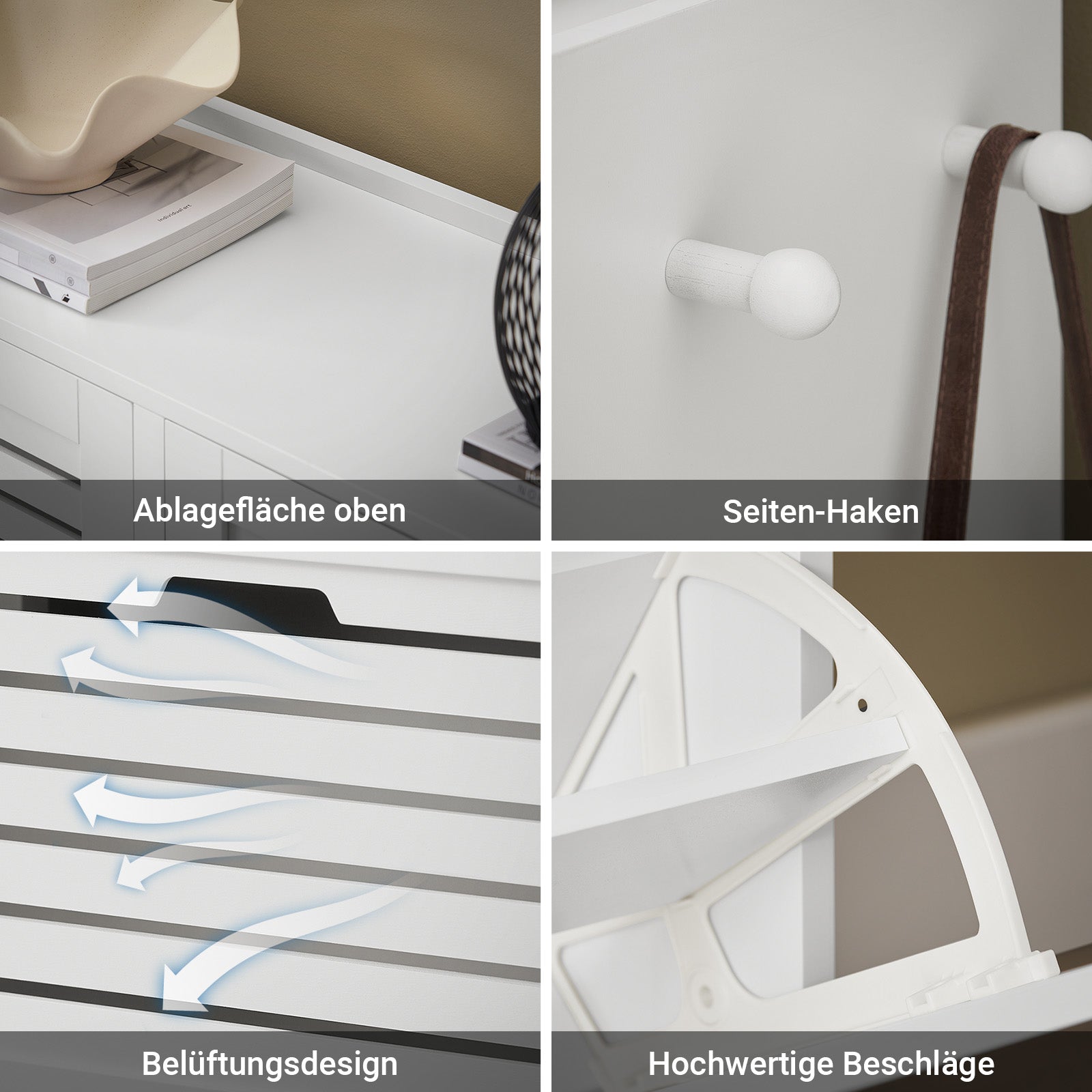 SoBuy | Meuble à chaussures | Meuble à chaussures 6 portes | Coffre à chaussures | Blanc | FSR145-W