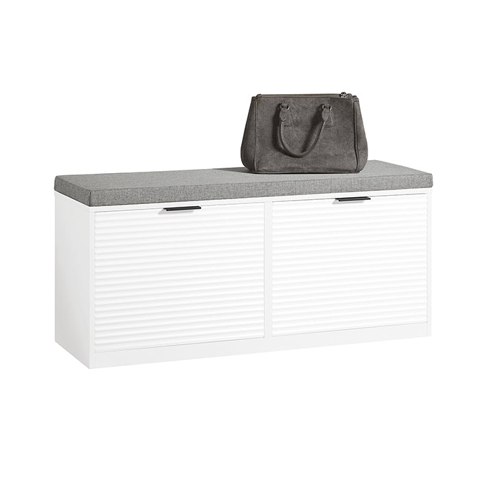 SoBuy | Banc à chaussures | Meuble à chaussures avec coussin | Commode de rangement | Coffre à chaussures | Blanc | FSR147-W
