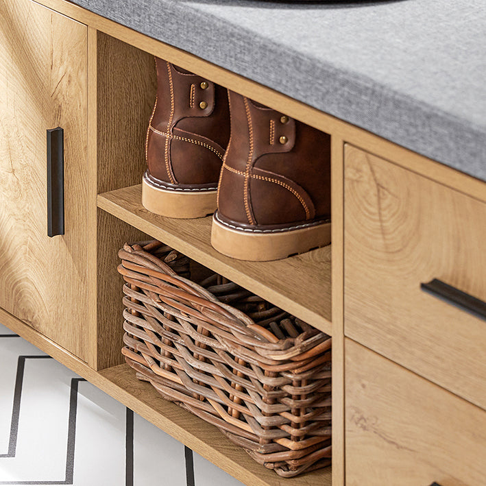 SoBuy | Banc à chaussures | Meuble à chaussures | Coffre à chaussures | Banc de rangement | Banc d'entrée | Étroit, naturel | FSR148-N