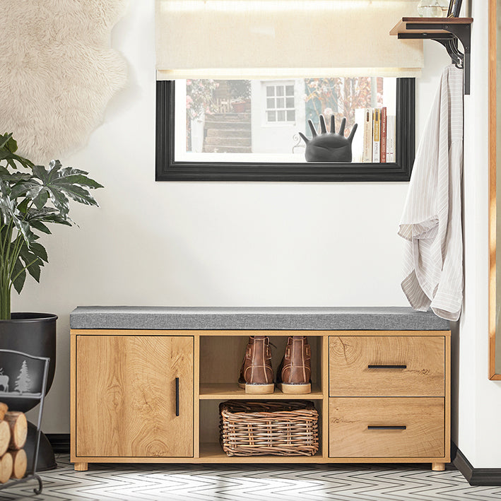 SoBuy | Scarpiera con panca | Cassapanca portatutto | Mobile per scarpe | Panca da ingresso | stretto Naturale | FSR148-N
