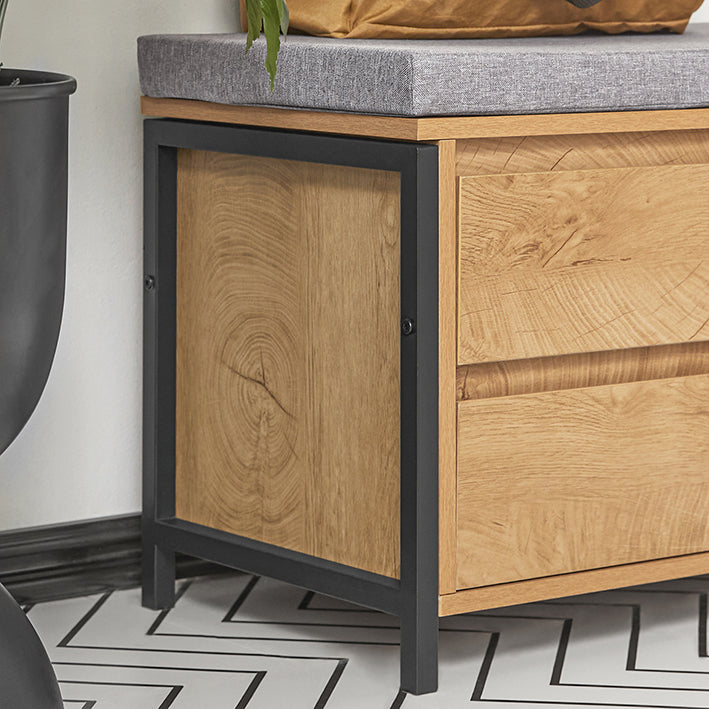 SoBuy | Meuble à chaussures | Banc | Banc d'entrée | Banc à chaussures | Étagère à chaussures | Étroit, naturel/noir | FSR149-N