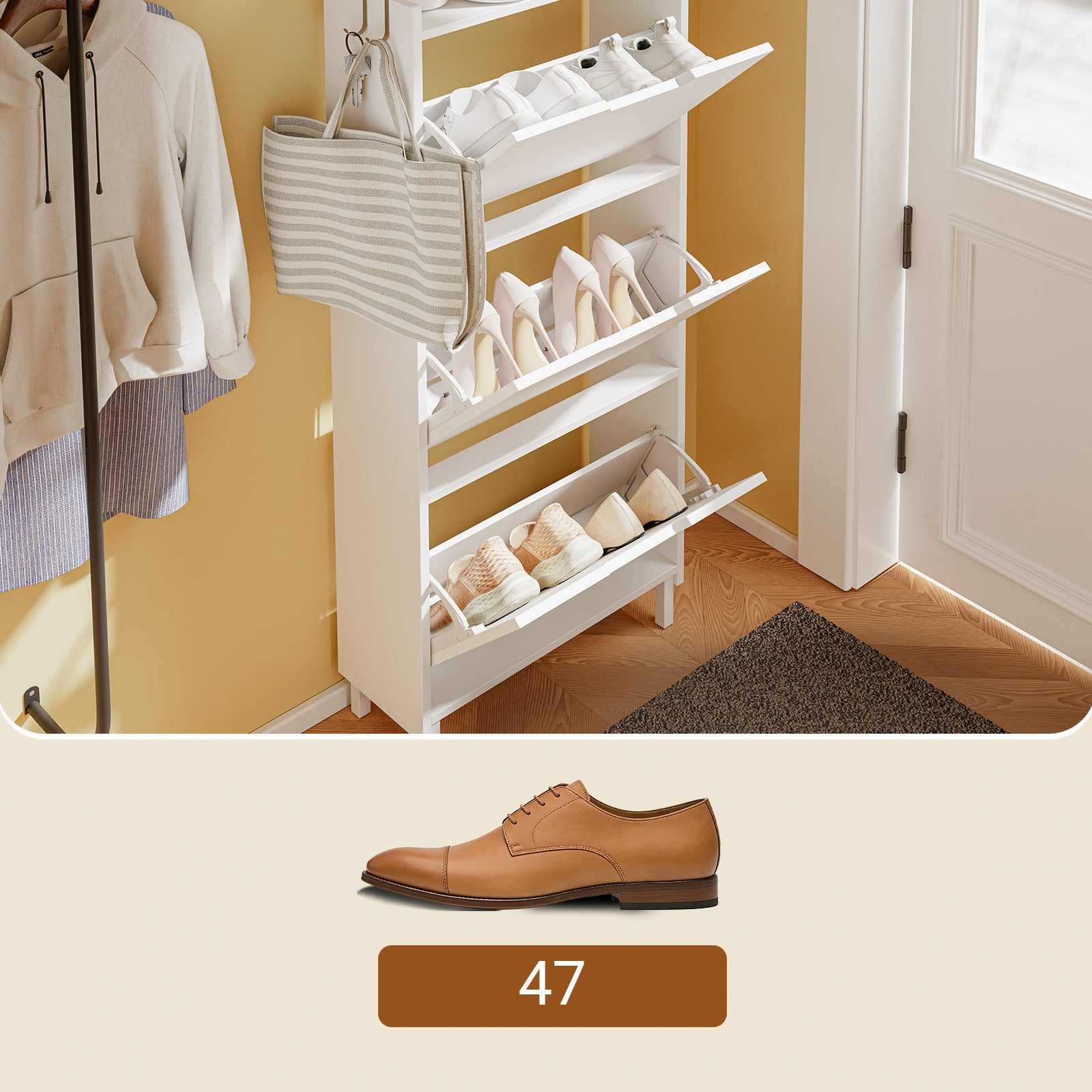 SoBuy Schuhschrank Schmal Hängend mit Sensorlicht und 19 cm Tiefe Weiß FSR151-H-E-W