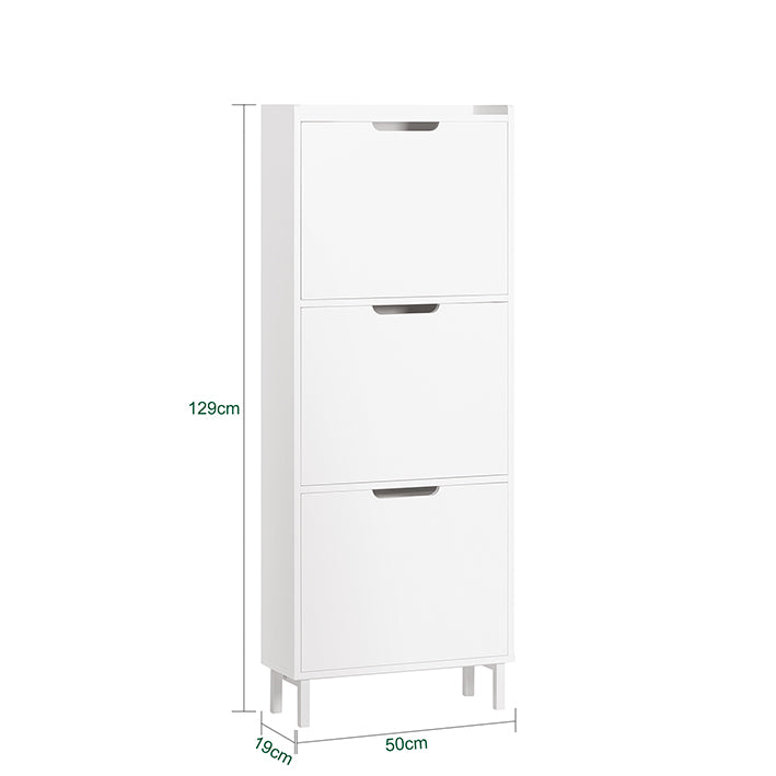 SoBuy | Meuble à chaussures avec 3 abattants | Armoire à chaussures | Commode à chaussures | Blanc | FSR151-H-W