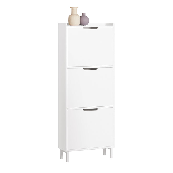 SoBuy | Meuble à chaussures avec 3 abattants | Armoire à chaussures | Commode à chaussures | Blanc | FSR151-H-W