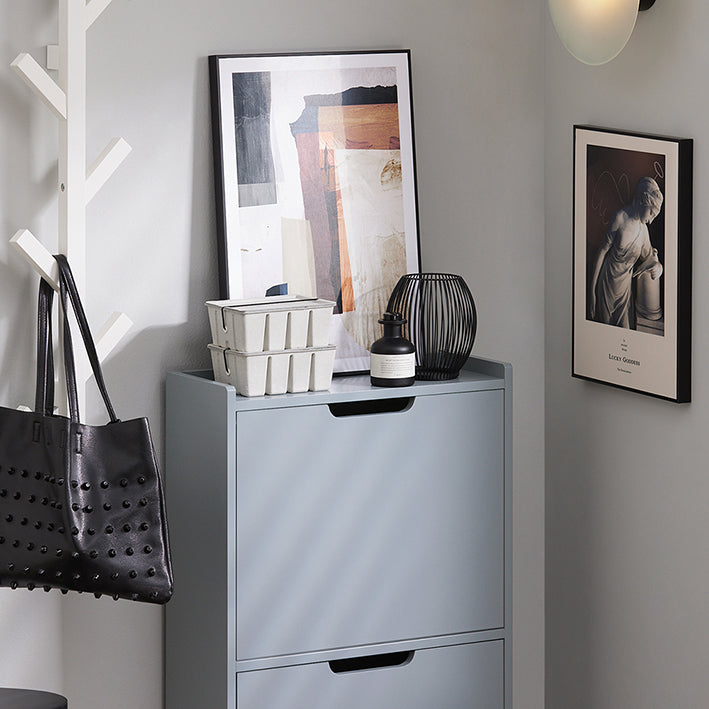 SoBuy | Meuble à chaussures à 2 portes | Armoire à chaussures | Coffre à chaussures | Gris clair | FSR151-HG