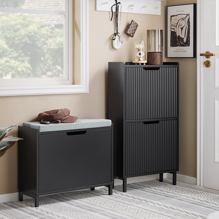 SoBuy | Meuble à chaussures à 1 rabat | Meuble à chaussures étroit | Coffre à chaussures | Noir | FSR151-K-SCH