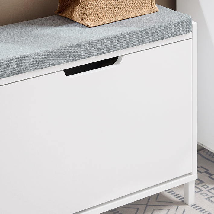 SoBuy | Meuble à chaussures basculant avec 1 abattant | Meuble à chaussures étroit | Commode à chaussures | Blanc | FSR151-K-W