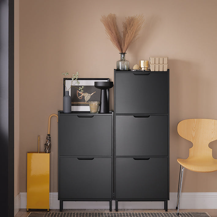 Prévente | SoBuy | Meuble à chaussures 2 portes | Armoire à chaussures | Coffre à chaussures | Noir | 50 x 90 x 19 cm | FSR151-SCH