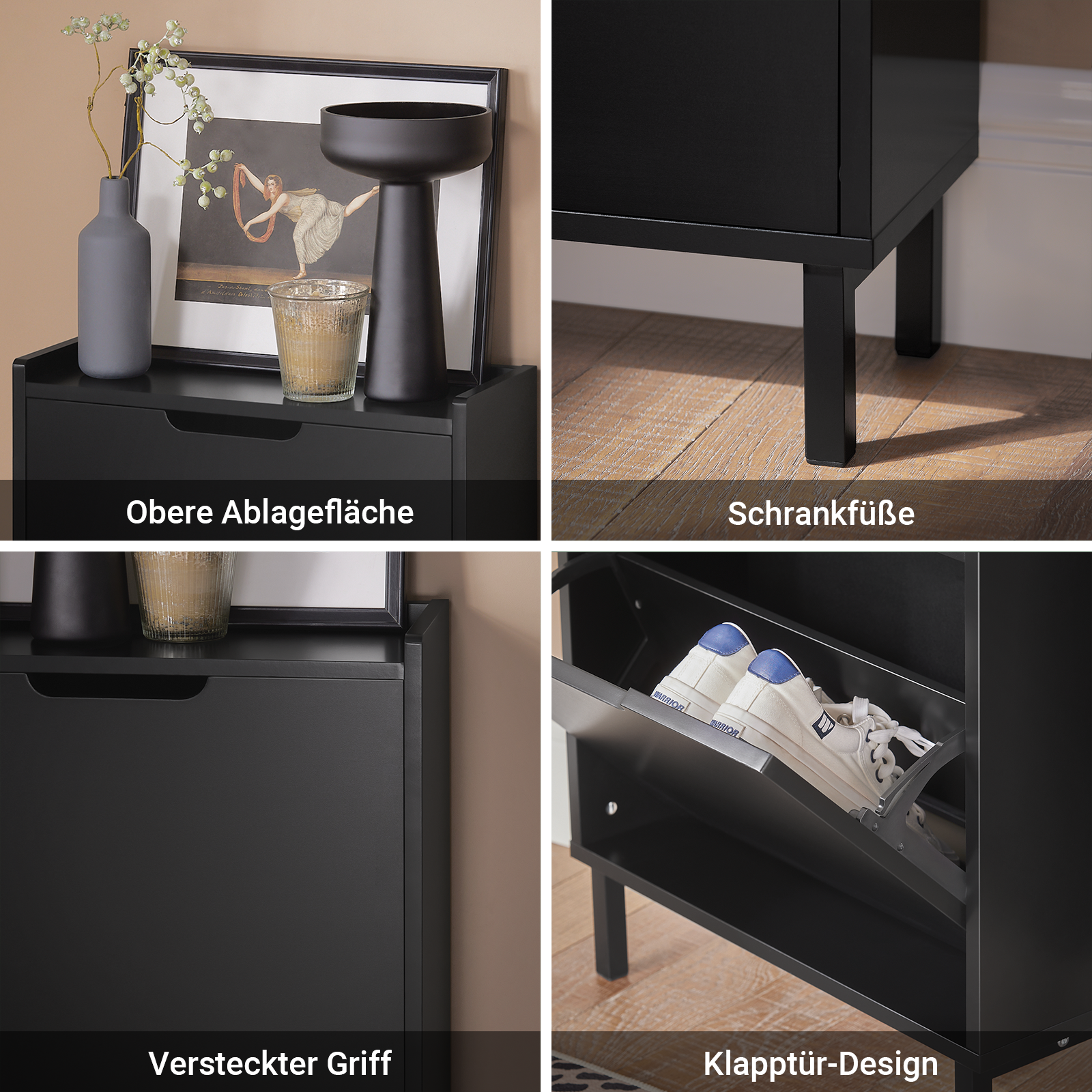 Prévente | SoBuy | Meuble à chaussures 2 portes | Armoire à chaussures | Coffre à chaussures | Noir | 50 x 90 x 19 cm | FSR151-SCH