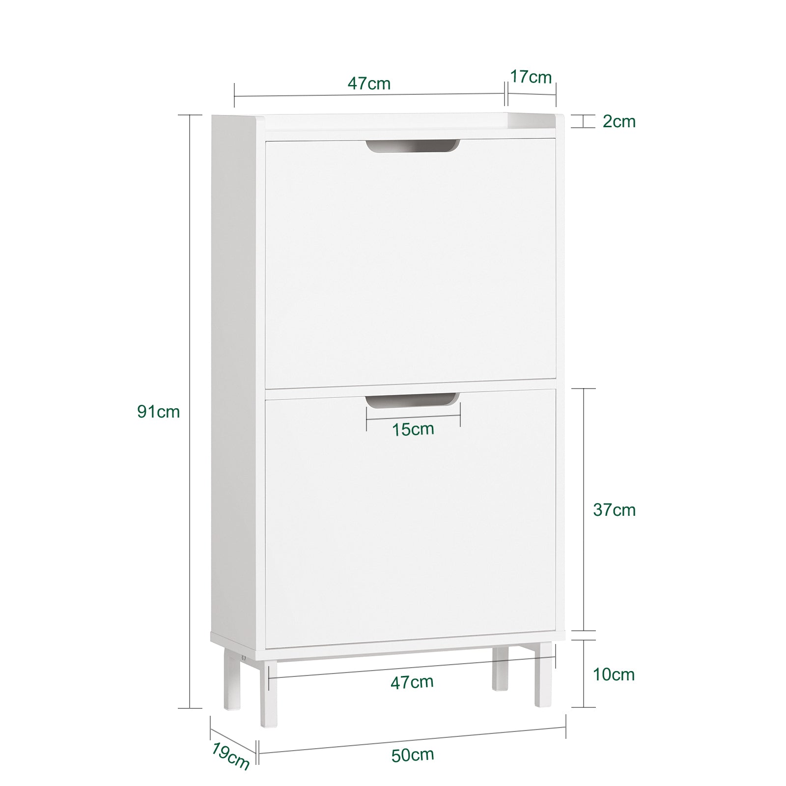 SoBuy | Meuble à Chaussures à 2 Abattants | Armoire à Chaussures | Commode à Chaussures | Blanc | FSR151-W