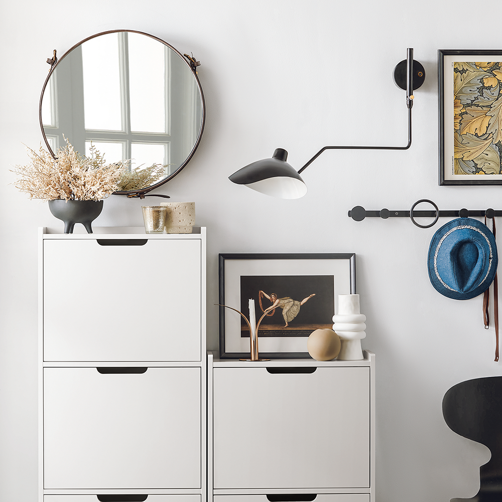 SoBuy | Meuble à Chaussures à 2 Abattants | Armoire à Chaussures | Commode à Chaussures | Blanc | FSR151-W