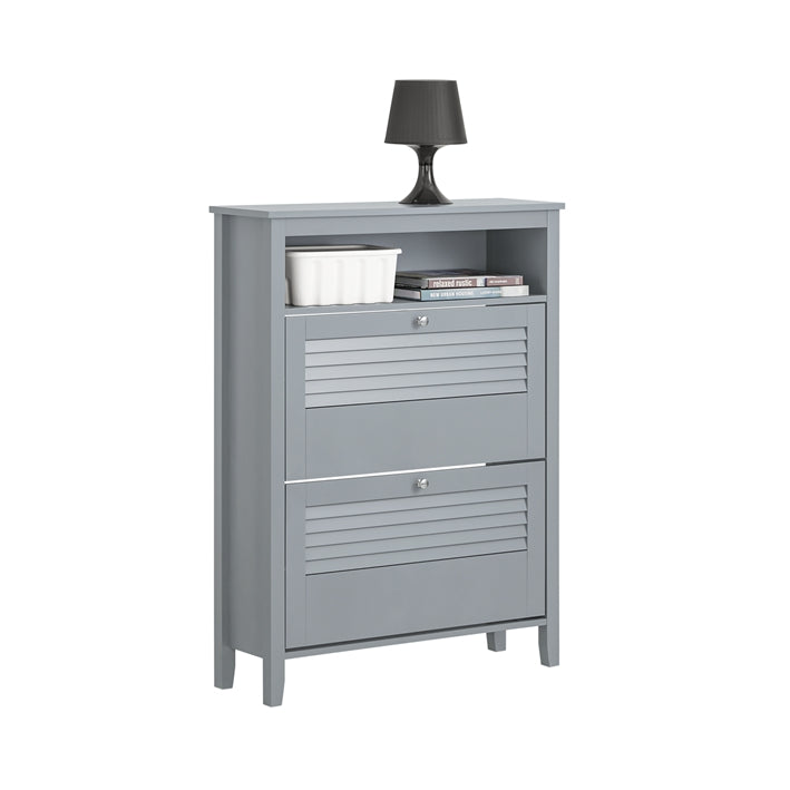 SoBuy | Meuble à chaussures | Meuble à chaussures à 2 portes | Coffre à chaussures | Gris clair | FSR152-HG