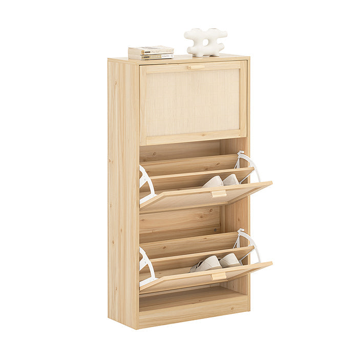 SoBuy | Scarpiera a 3 ante a ribalta | Armadietto per scarpe | Scarpiera a cassettoni | Naturale | FSR159-N