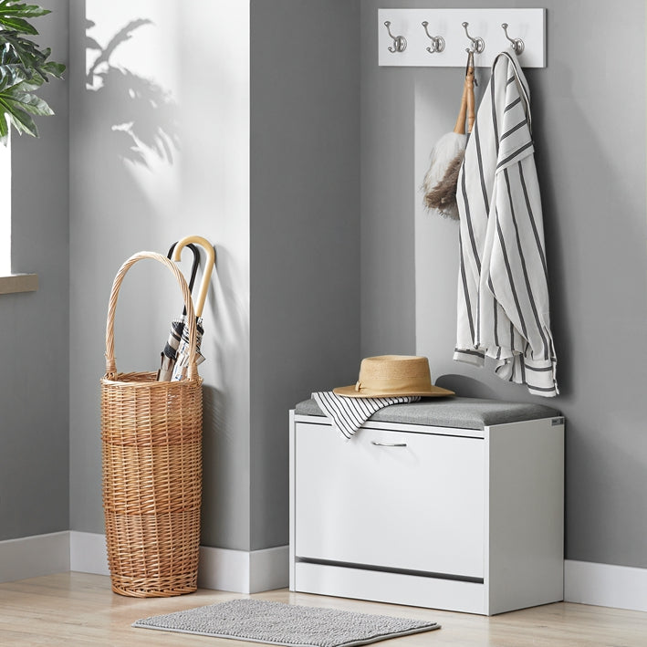 SoBuy | Étagère à chaussures | Banc à chaussures avec coussin d'assise | Banc | Gris clair | FSR16-HG