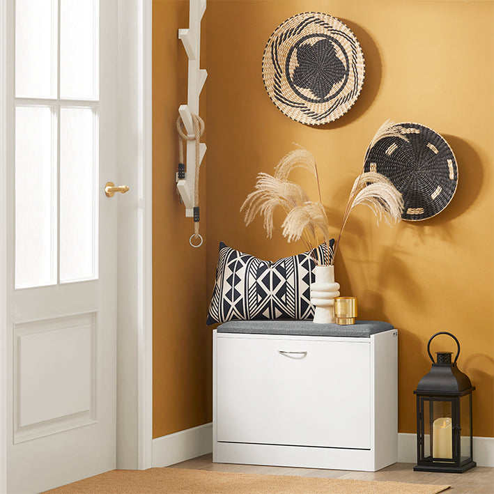 Prévente | SoBuy | Meuble à chaussures | Banc à chaussures avec étagère intégrée | Blanc | FSR16-KW