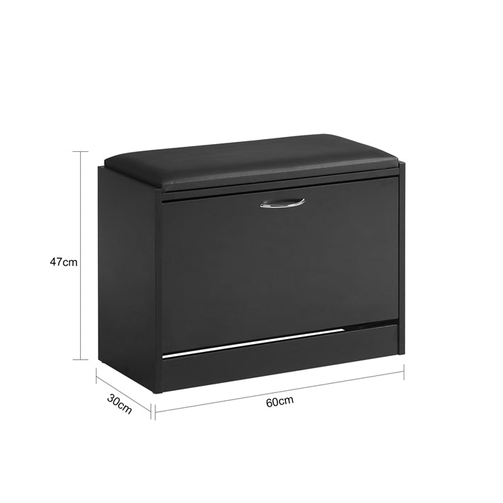 SoBuy | Meuble à chaussures basculant | Banc à chaussures avec étagère à chaussures | Noir | FSR16-SCH