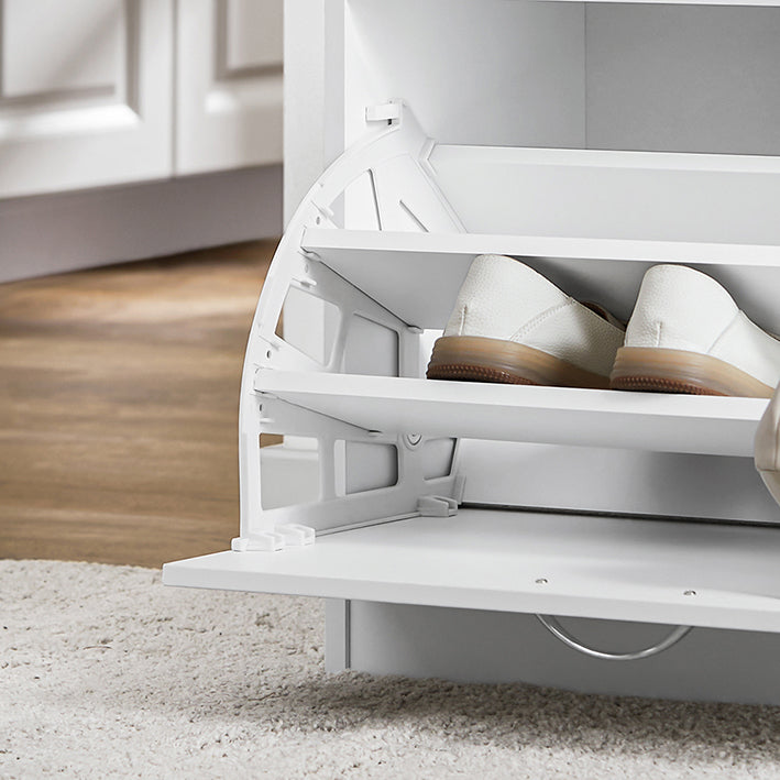 SoBuy | Meuble à chaussures basculant | Banc à chaussures avec étagère | Blanc | FSR16-W
