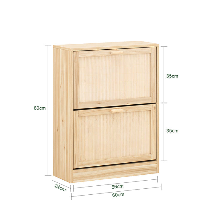 SoBuy | Scarpiera a 2 ante a ribalta | Armadietto portascarpe | Cassettiera portascarpe | Naturale | FSR160-N