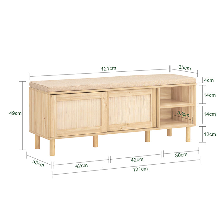 Vorverkauf | SoBuy | Schuhkipper-Set | Schuhbank mit Sitz & Schuhschrank mit 2 Klappen | Natur | FSR163-N+FSR160-N
