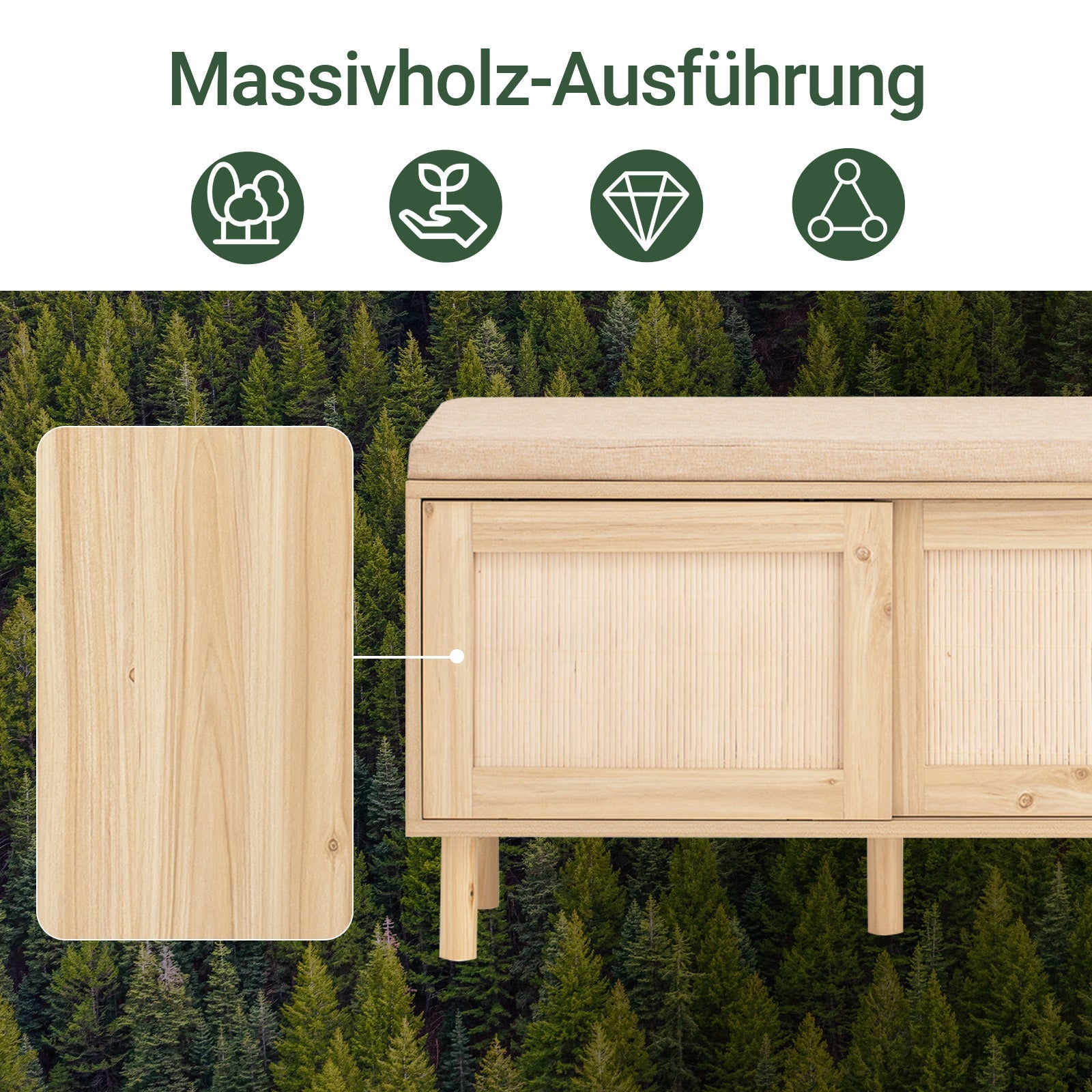 SoBuy | Scarpiera con panca | Panca da ingresso con ante scorrevoli | Legno naturale | FSR163-N