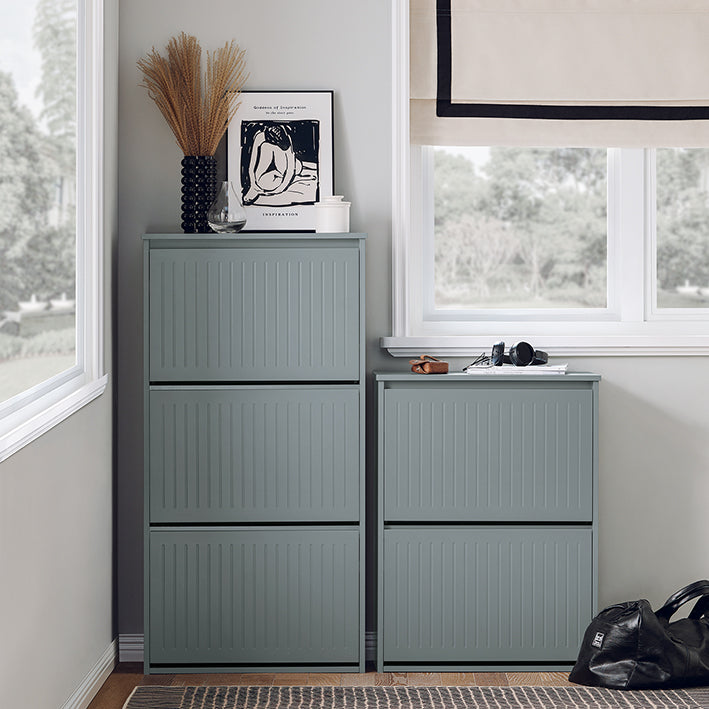 SoBuy | Schuhkipper mit 3 Klappen | Schuhschrank | Schuhregal | Hellgrau | FSR165-H-HG