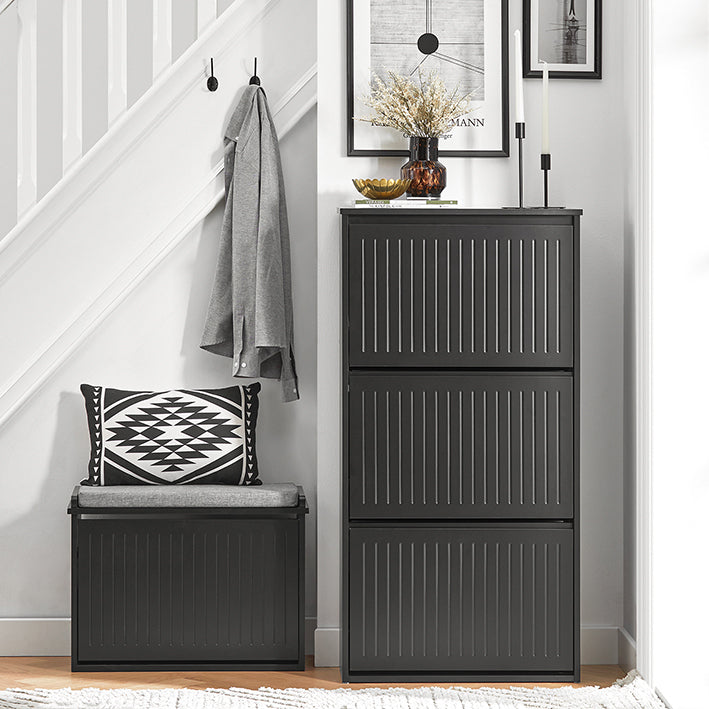 SoBuy | Meuble à chaussures 3 portes | Armoire à chaussures | Étagère à chaussures | Noir | FSR165-H-SCH