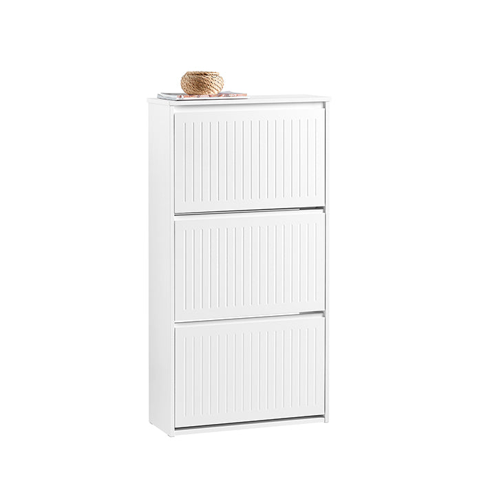 SoBuy | Scarpiera a 3 ante a ribalta | Scarpiera | Scaffale per scarpe | Bianco | FSR165-H-W