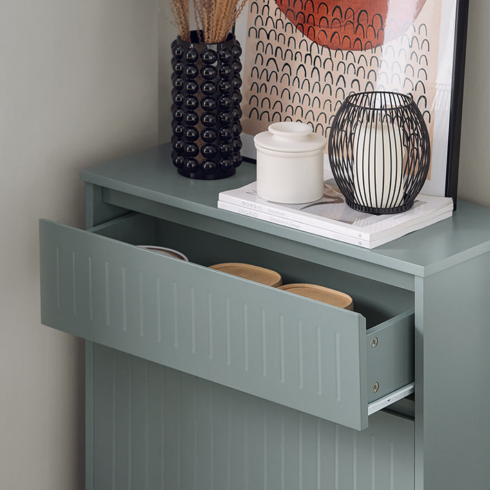 SoBuy | Meuble à chaussures 2 portes et 1 tiroir | Armoire à chaussures | Étagère à chaussures | Gris clair | FSR165-HG