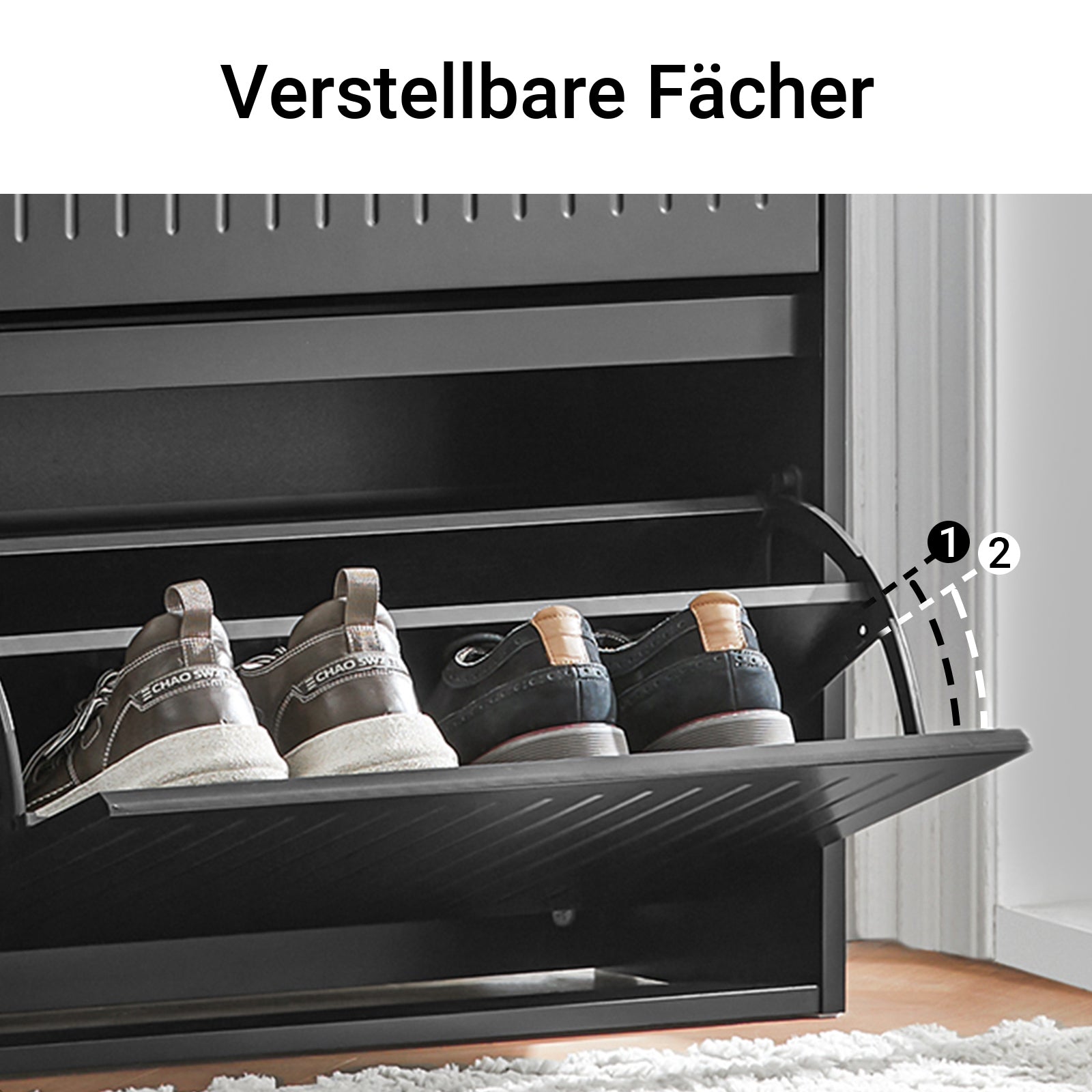 SoBuy | Schuhkipper mit 2 Klappen | Schuhschrank | Schuhregal | Schwarz | FSR165-K-SCH