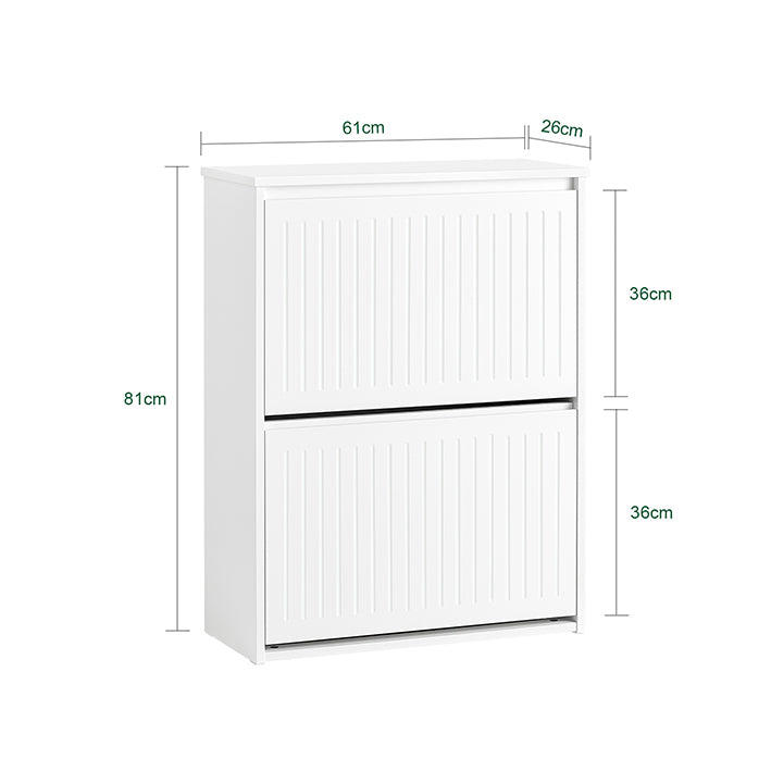 SoBuy | Meuble à chaussures 2 portes | Armoire à chaussures | Étagère à chaussures | Blanc | FSR165-KW