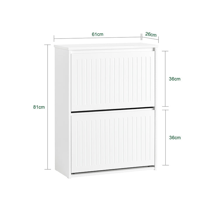 SoBuy | Scarpiera a 2 ante a ribalta | Scarpiera | Scaffale per scarpe | Bianco | FSR165-K-W