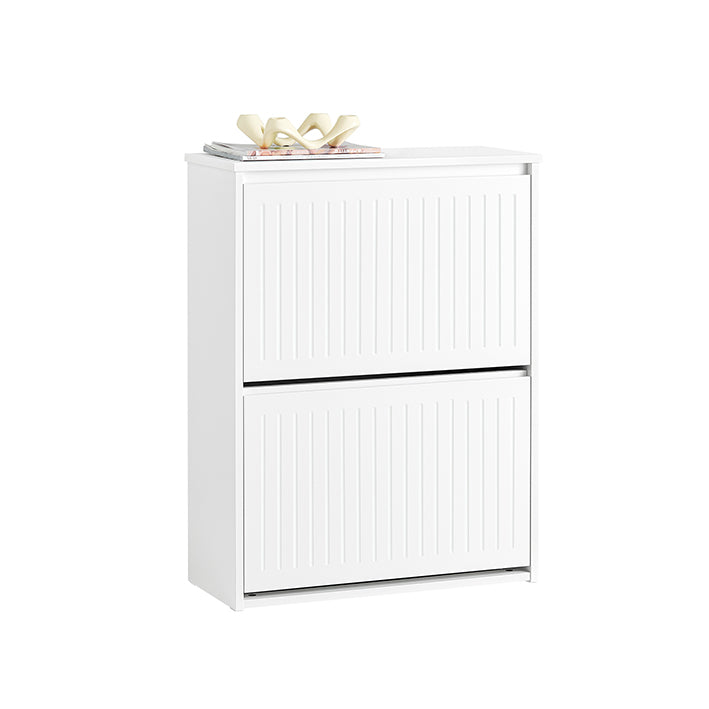 SoBuy | Scarpiera a 2 ante a ribalta | Scarpiera | Scaffale per scarpe | Bianco | FSR165-K-W