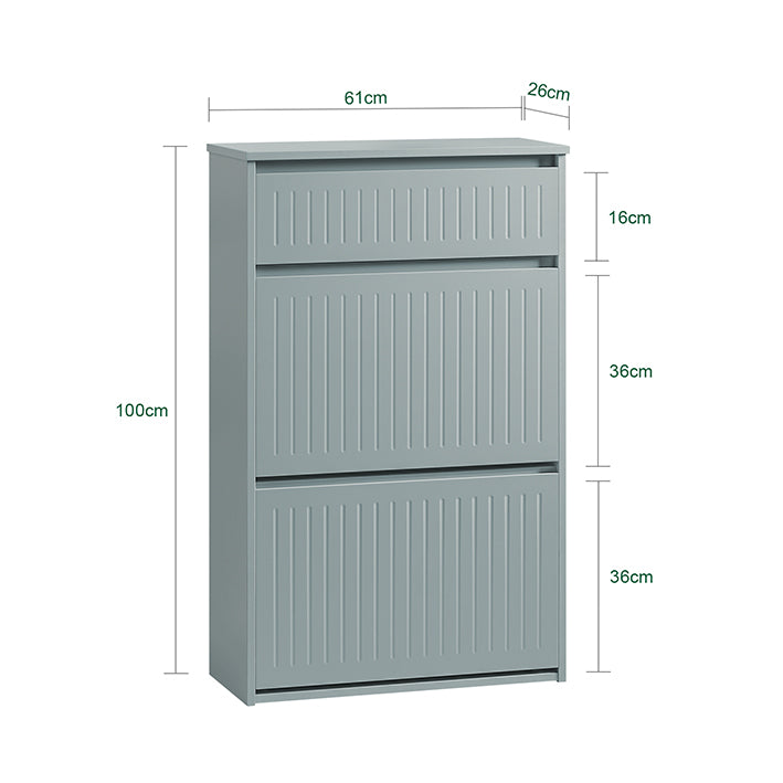 SoBuy | Meuble à chaussures 2 portes et 1 tiroir | Armoire à chaussures | Étagère à chaussures | Gris clair | FSR165-HG