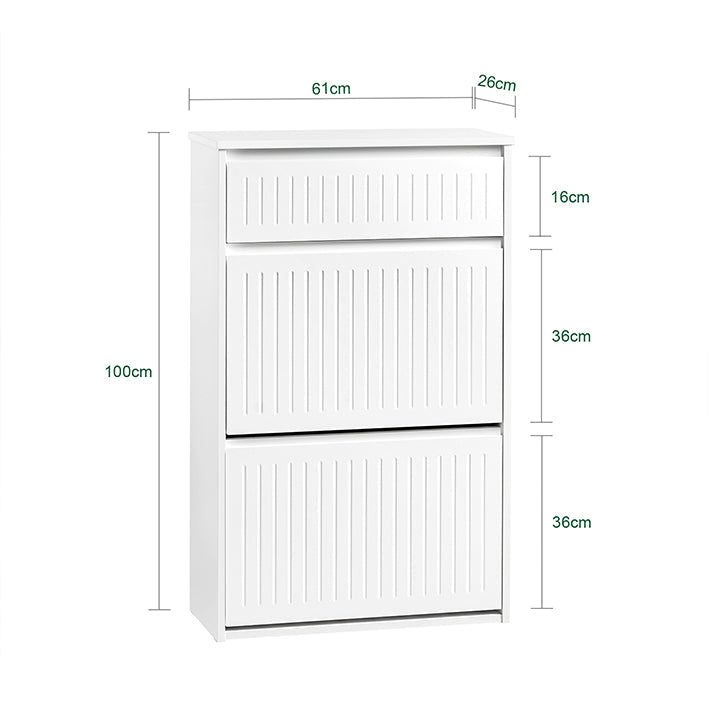 SoBuy | Scarpiera a 2 ante a ribalta e 1 cassetto | Scarpiera | Scaffale per scarpe | Bianco | FSR165-W
