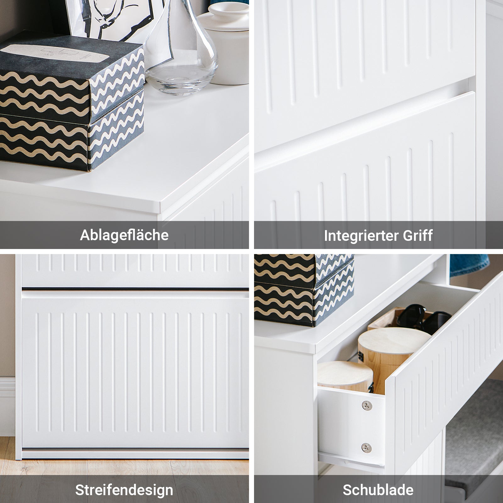 SoBuy | Meuble à chaussures 2 portes et 1 tiroir | Rangement à chaussures | Blanc | FSR165-W