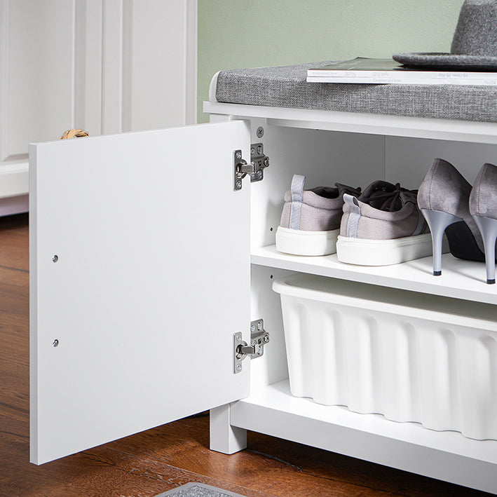 SoBuy | Scarpiera con sedile | Panca da ingresso | Panca | Scarpiera | Bianco | FSR168-W