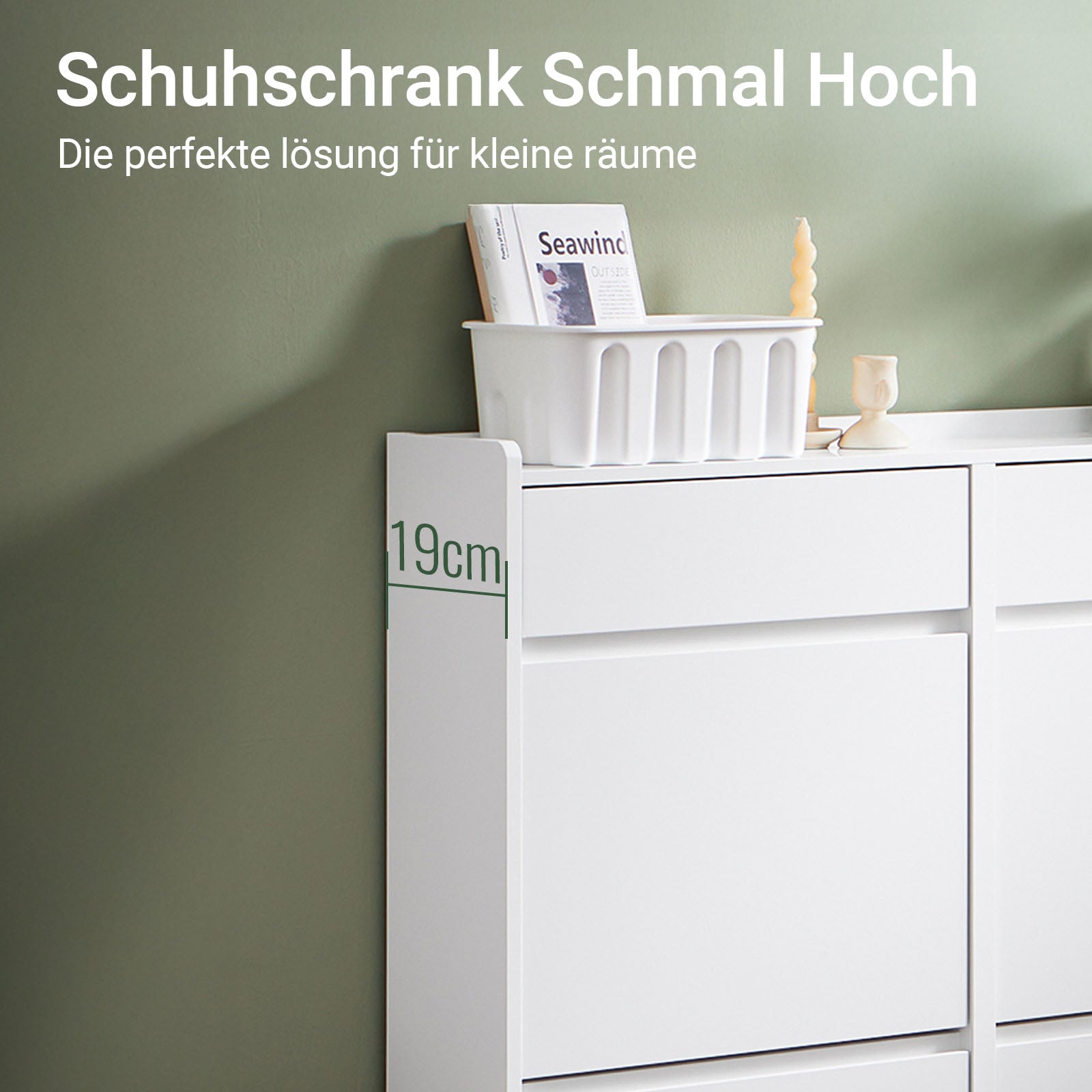 Prévente | SoBuy | Meuble à chaussures 4 portes et 2 tiroirs | Armoire à chaussures | Étagère à chaussures | Blanc | FSR169-W