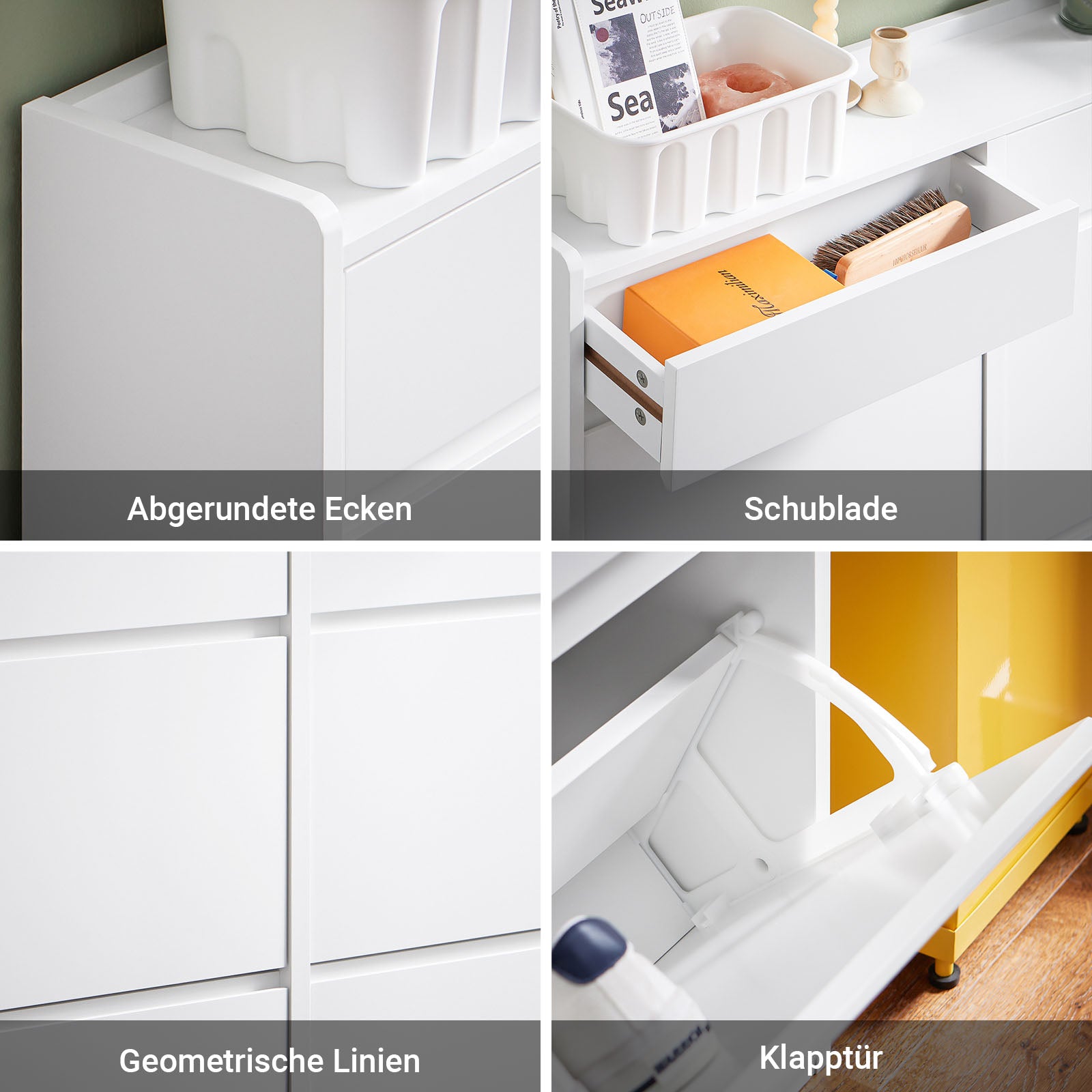 Prévente | SoBuy | Meuble à chaussures 4 portes et 2 tiroirs | Armoire à chaussures | Étagère à chaussures | Blanc | FSR169-W