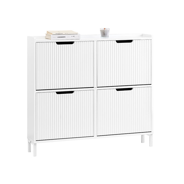 SoBuy | Meuble à chaussures à 4 abattants | Meuble à chaussures étroit | Blanc | FSR177-L-W